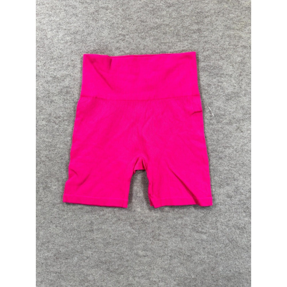 No Boundaries Seamless Biker Shorts Womens XS (0-2) Pink Ribbed High Waist Yoga